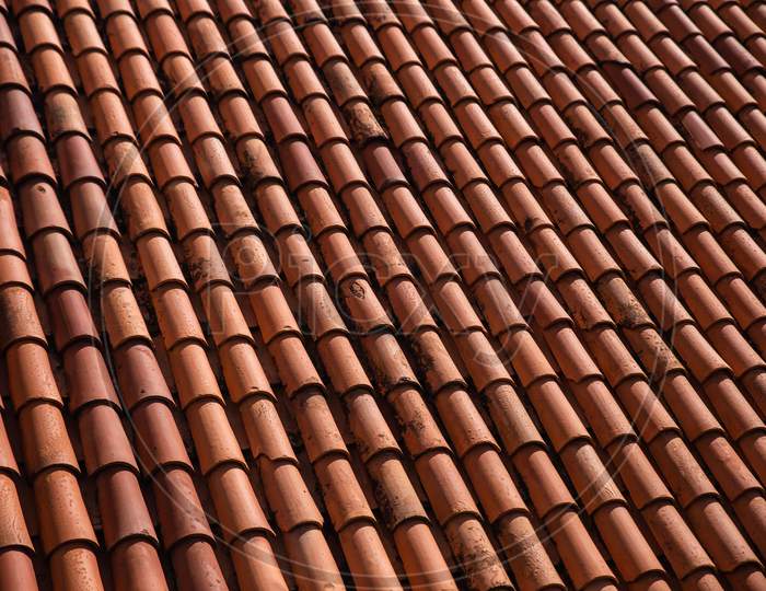 Ceramic Roof, Full Frame Shot of Roof Tiles, Roof Texture background