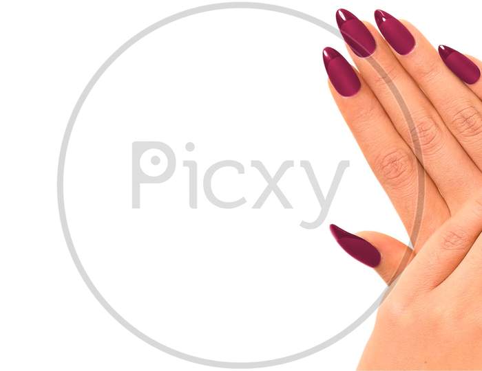 Beautiful woman manicure isolated on a white background