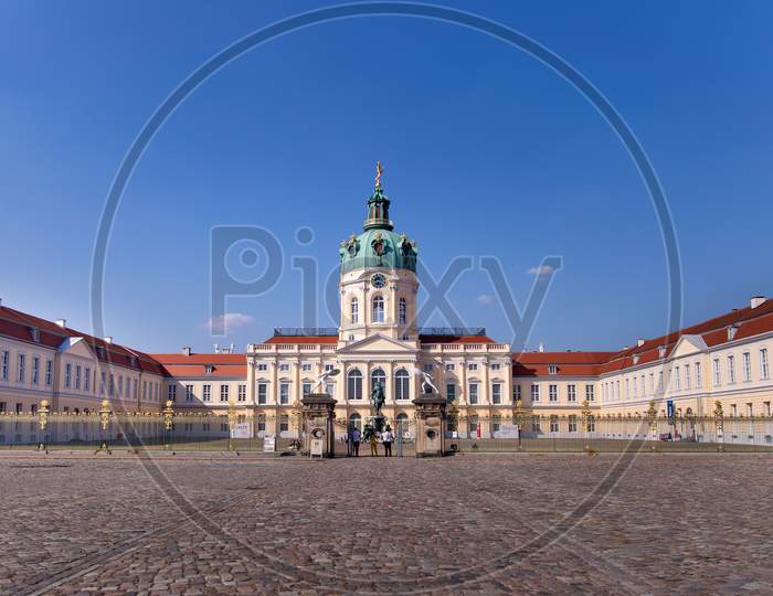 Berlin, Germany - 08/30/2019 - Charlottenburg Palace Outdoor View Of Entrance On A Beautiful Sunny Morning