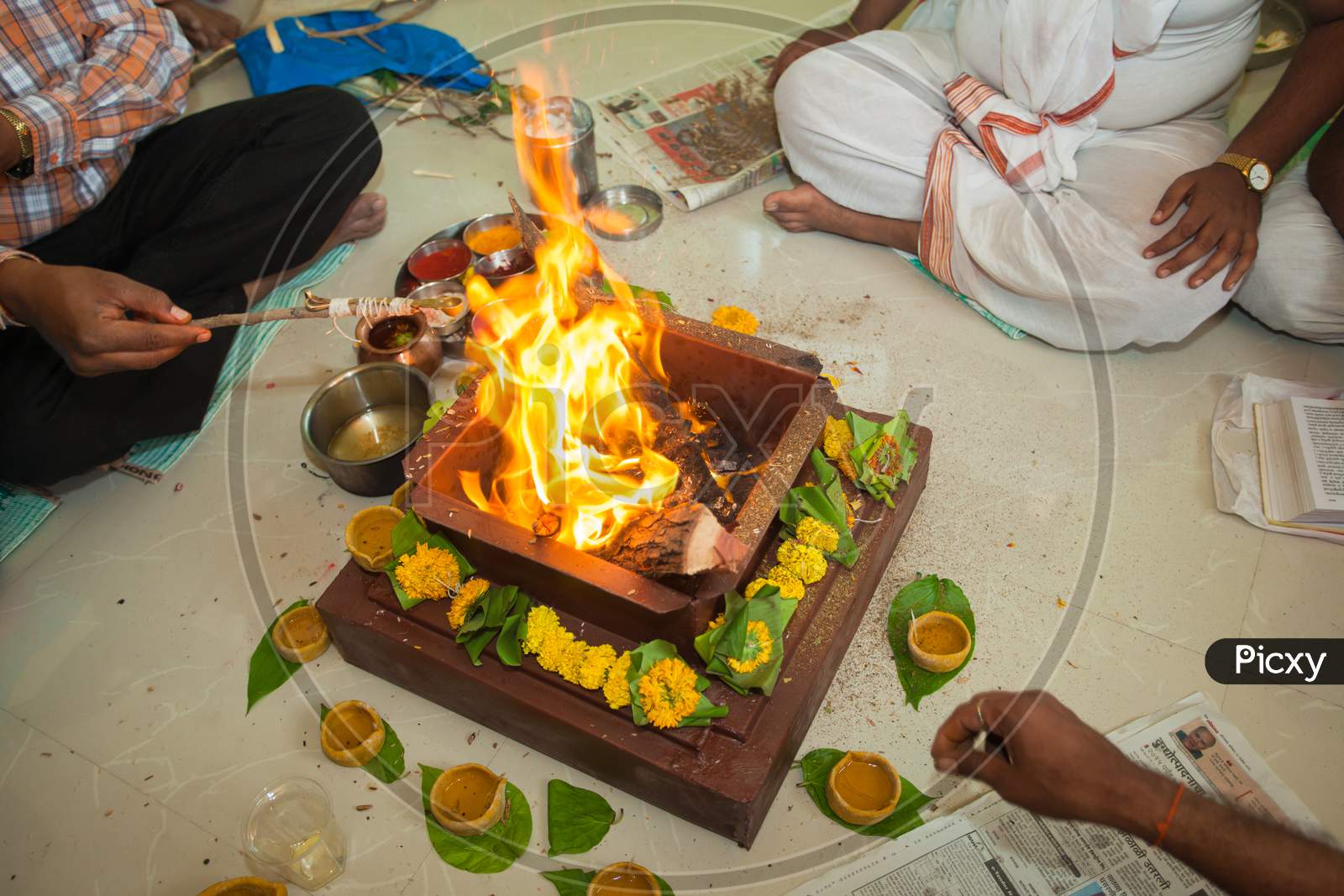 Closeup Of An Ritual In An Indian Tradition.
