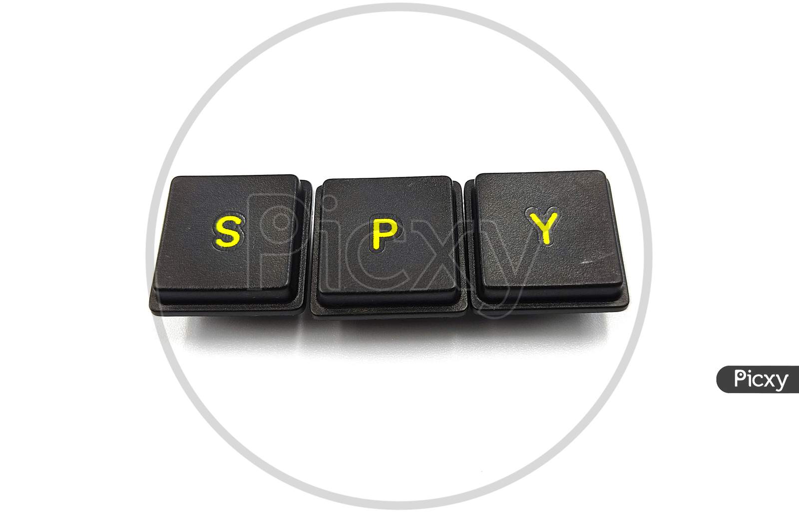 Spy word written with computer buttons