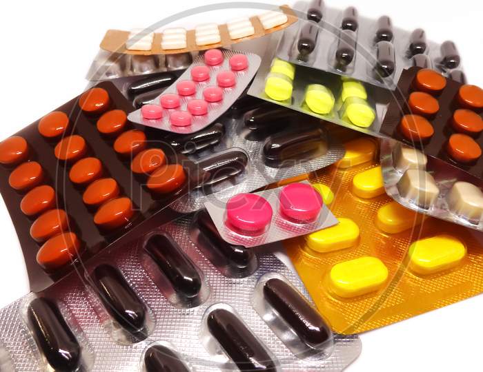 Collection of colorful pharmaceutical pills