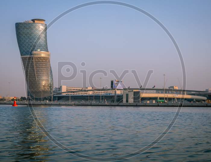 Abu Dhabi, 30-9-2020 : The Capital Gate Tower Of United Arab Emirates, Certifird As The Worlds Furthest Leaning Manmade Architecture In The Earth.