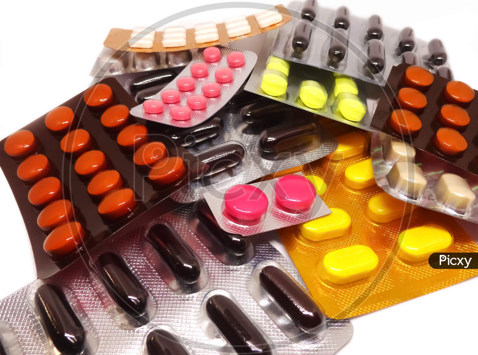 Collection of colorful pharmaceutical pills