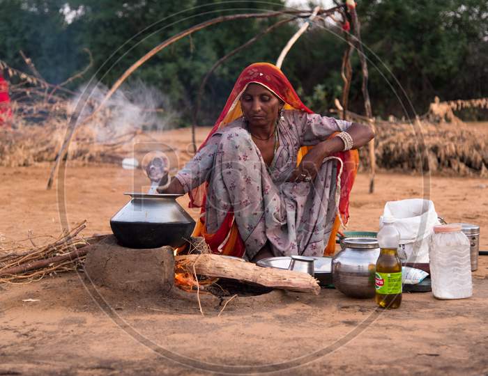 Rural women cooking food