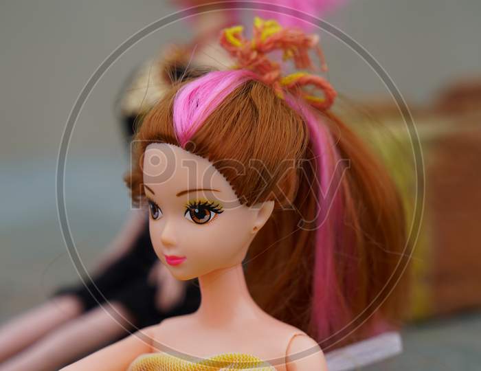 22 September 2020 : Reengus, Jaipur, India / Portrait Of Barbie Doll With Blond Hair.