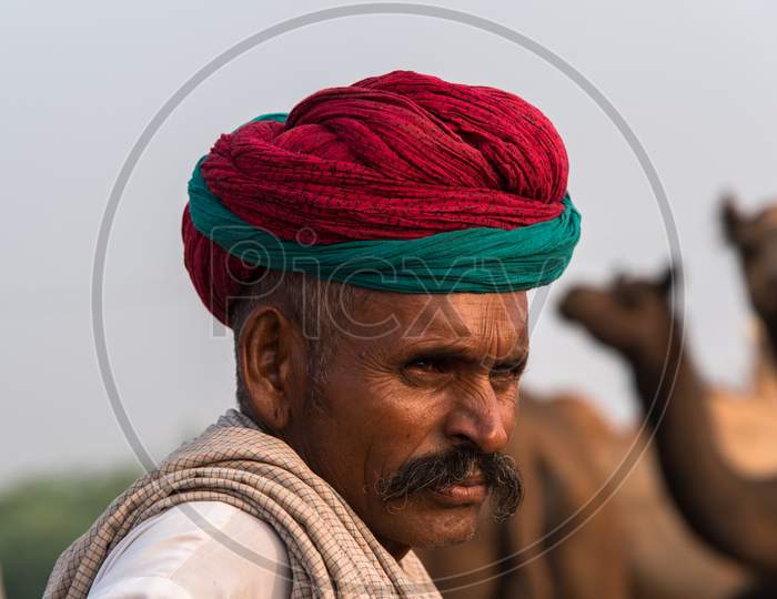 Camel herder, side view