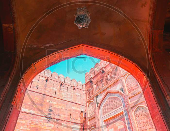 One of the ceiling and wall of Agra Fort.