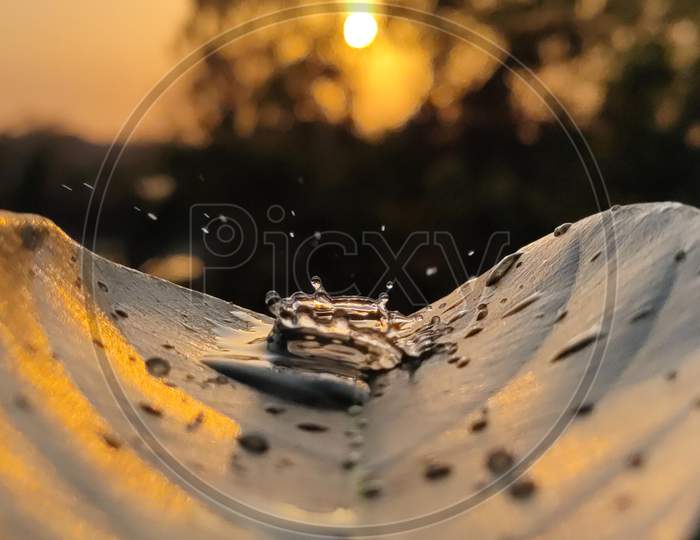 Water Drops with Amazing sunset