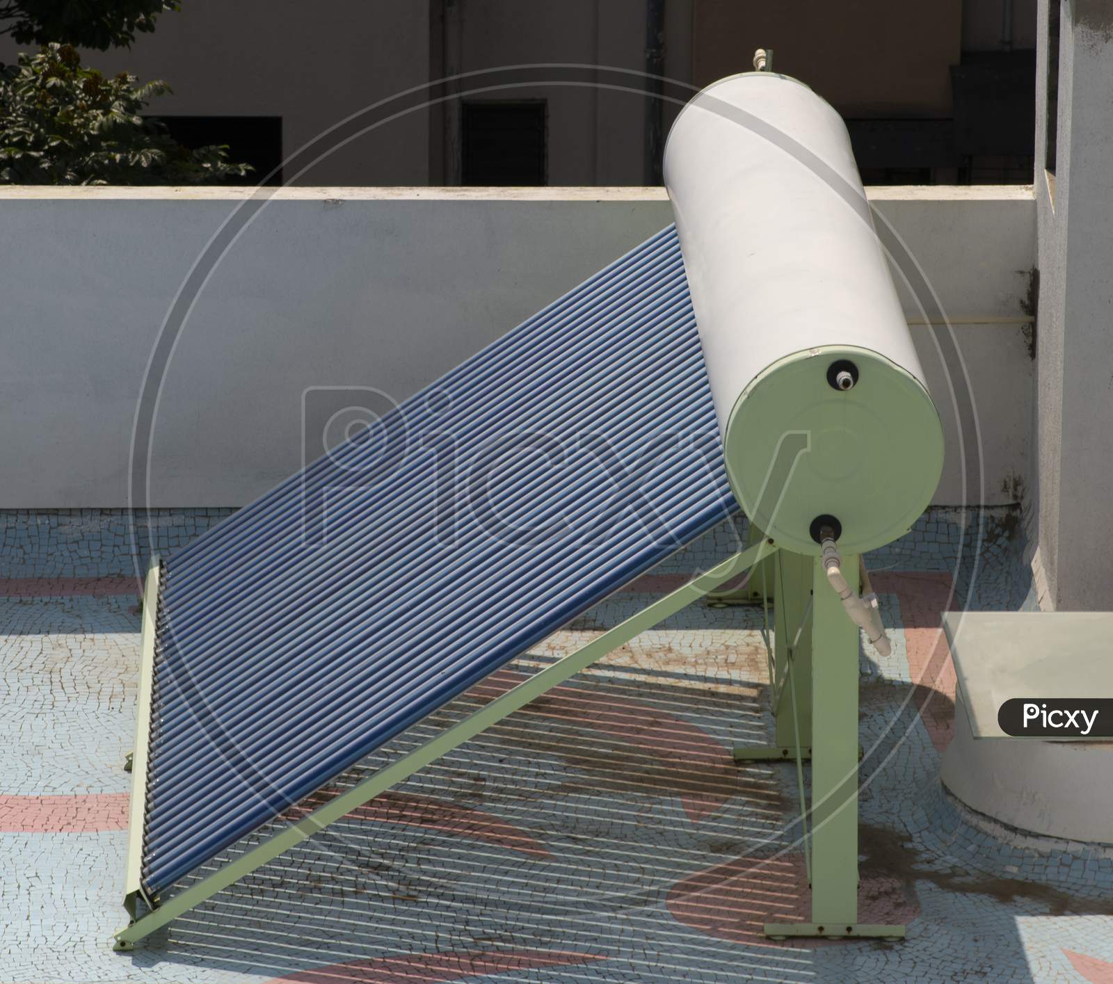 Solar Wate Heater Installed On Terrace.