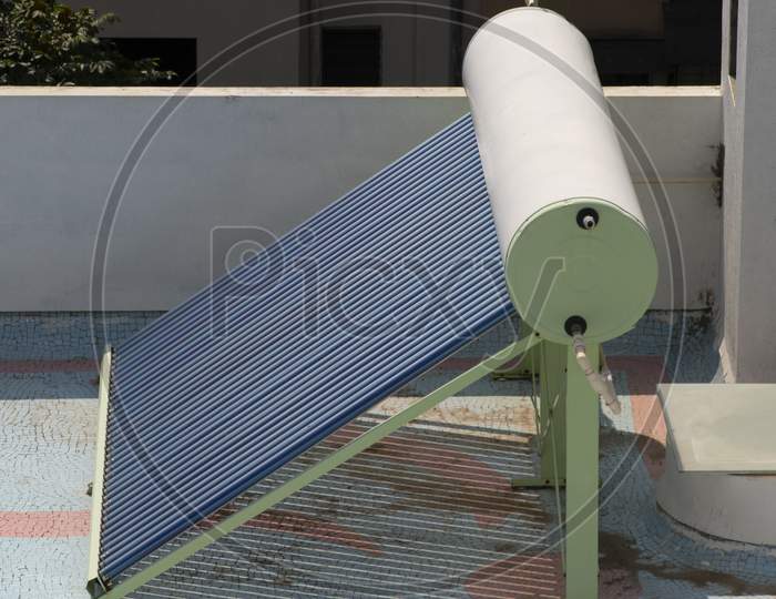 Solar Wate Heater Installed On Terrace.