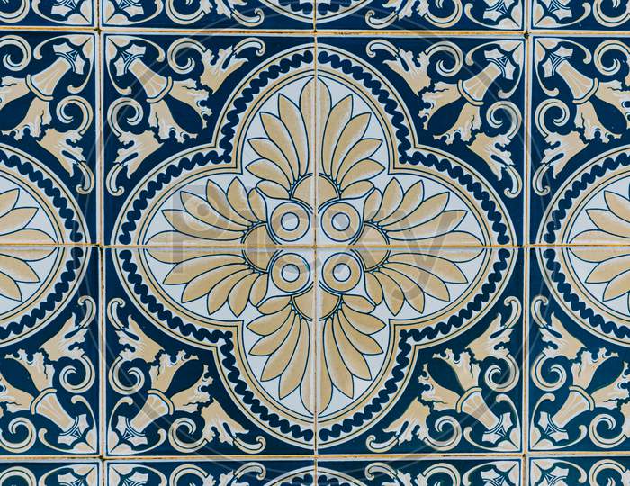 Background Made Of A Portuguese Tile With A Mosaic In It