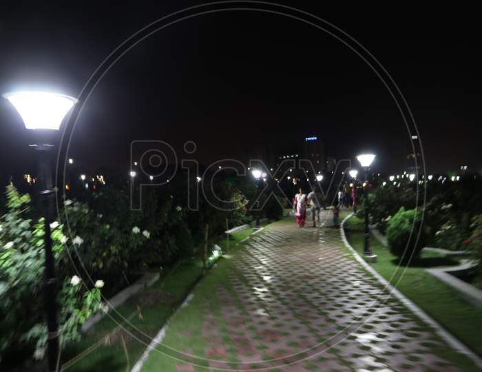 a park in night views