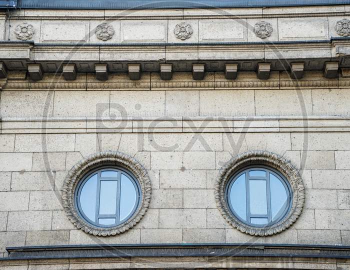 Germany, Frankfurt, The Face Of A Brick Building