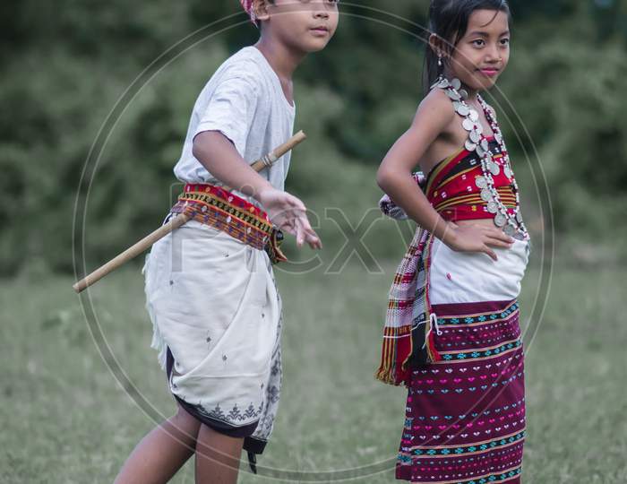 Traditional attire wear by the tripura kids