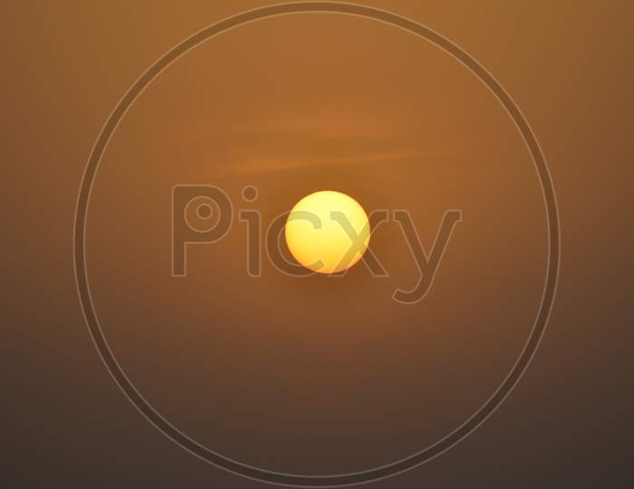 Yellow color sun with nature photography