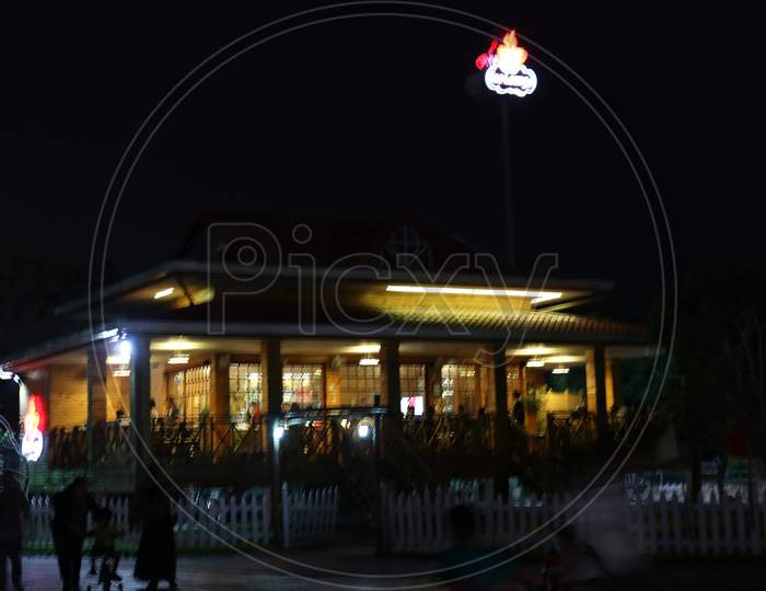 a coffee shop in night view