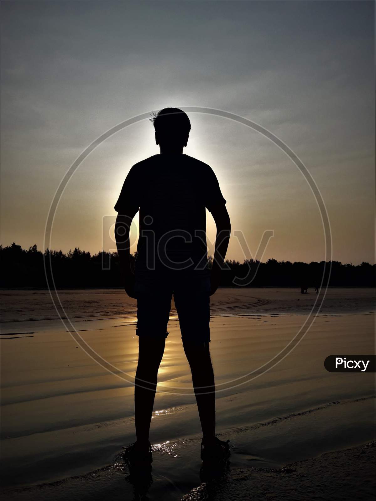 Silhouette photo person standing