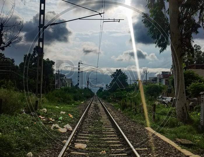 Railway Track with a beautiful sunlight