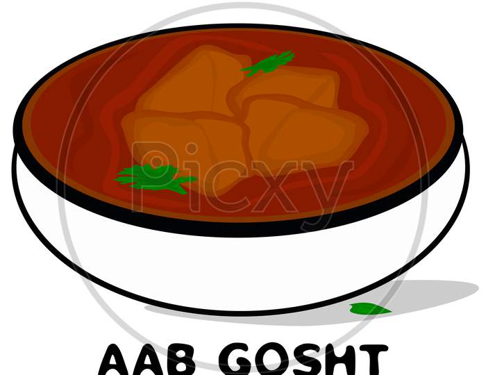 Aab Gosht indian Jammu and Kashmir Food Vector