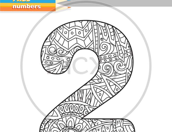 Coloring Book Numbers Hand Drawn Template For Kids