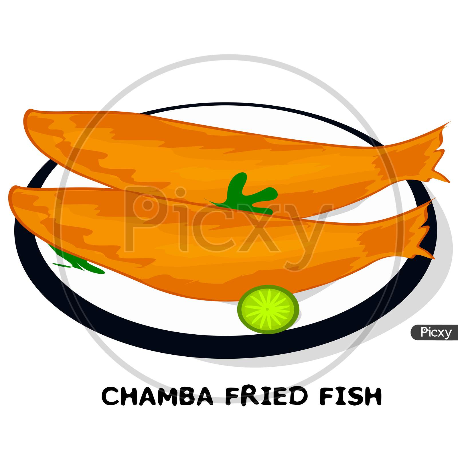 chamba style fried fish Himachal pradesh Food Vector