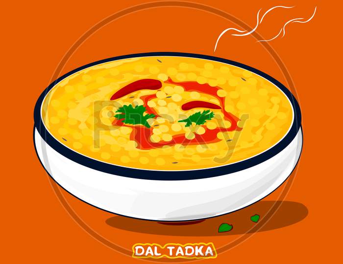 Dal Tadka Indian Traditional Food Vector