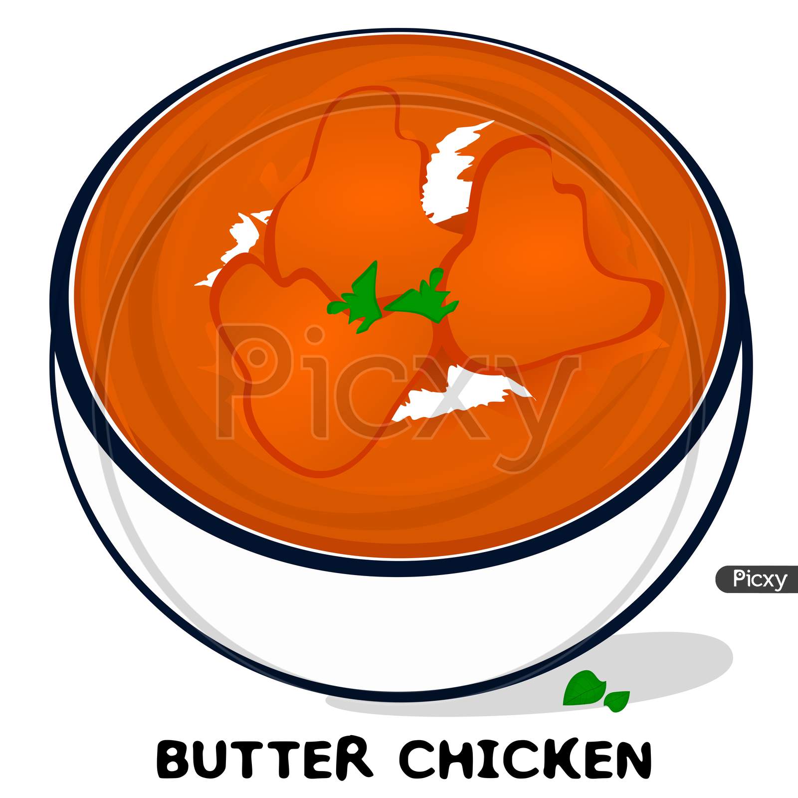 Butter chicken indian Punjabi food Vector