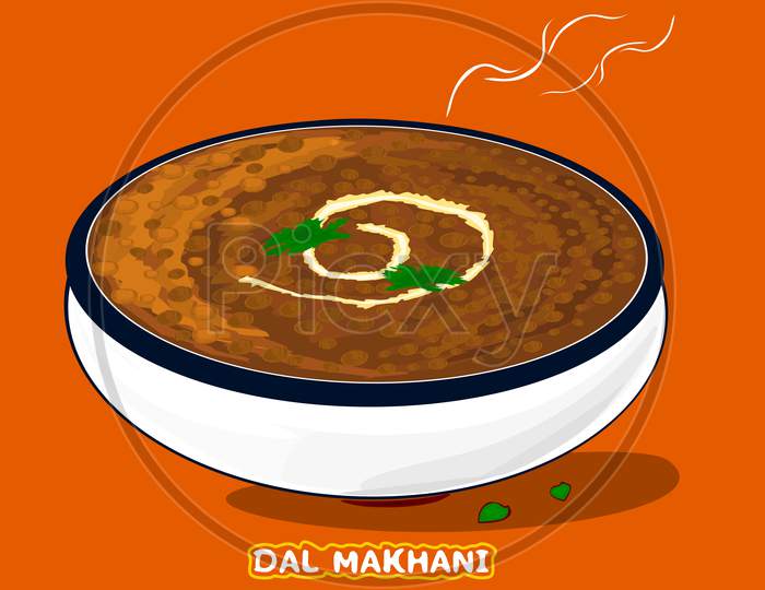 Dal Makhani or Dal Makhni Indian Traditional Food Vector