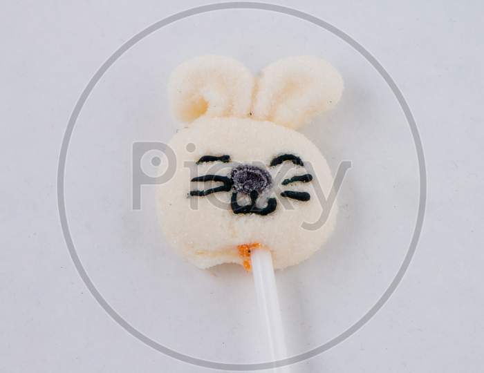 White Easter Bunny Candy On Lollipop