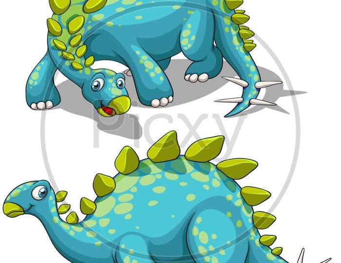 Blue Dinosaure With Spikes Tail Illustration