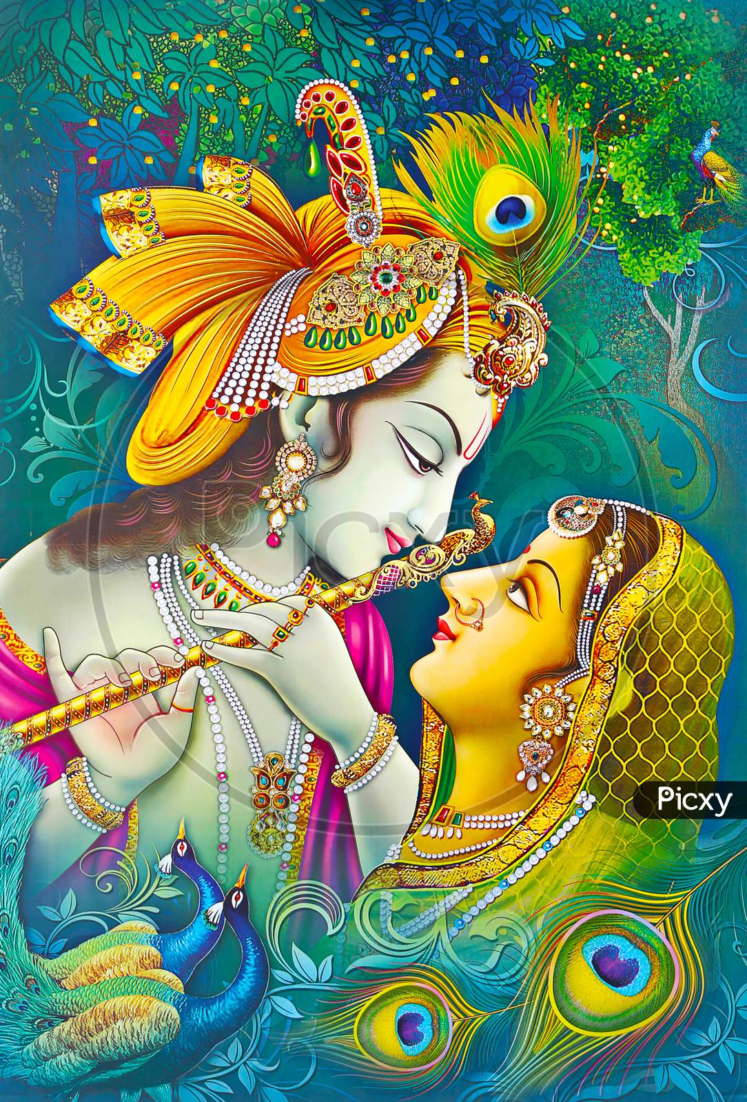 Image of Hindu Lord Radha Krishna Texture Wallpaper  Background-IP484577-Picxy