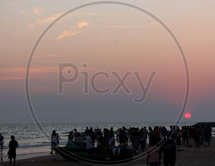Sunset hues at Baga Beach , Goa, India