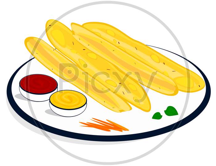 Fafda indian street Food Vector ,White Background