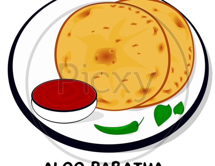 Aloo Paratha indian Punjabi food Vector