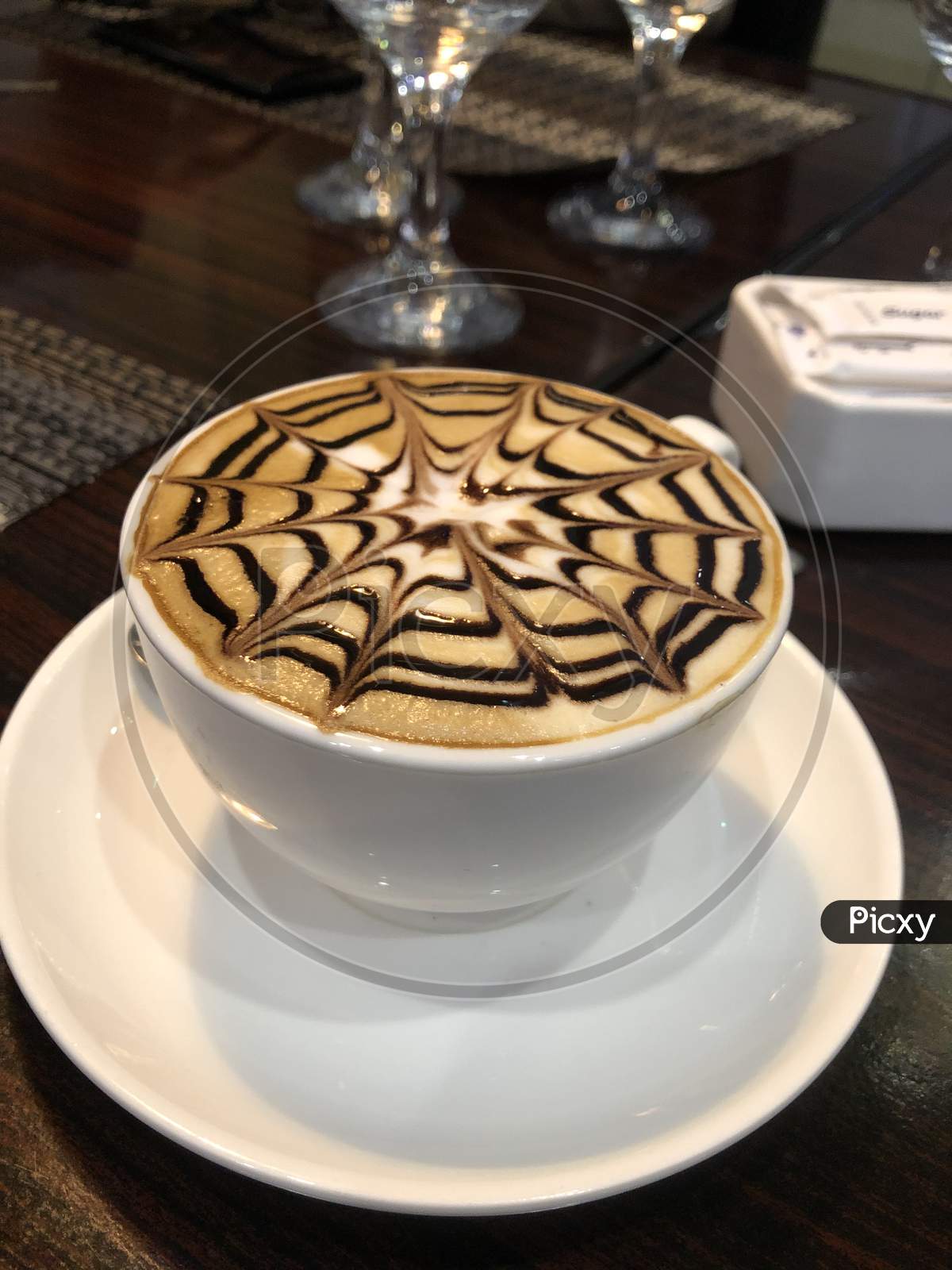 Cappuccino coffee with beautiful design