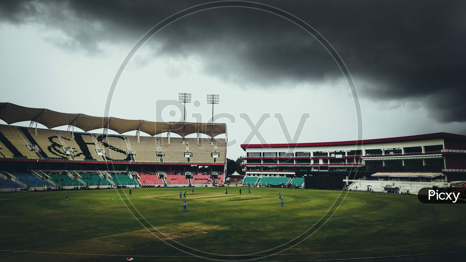 Cricket stadium under dear sky