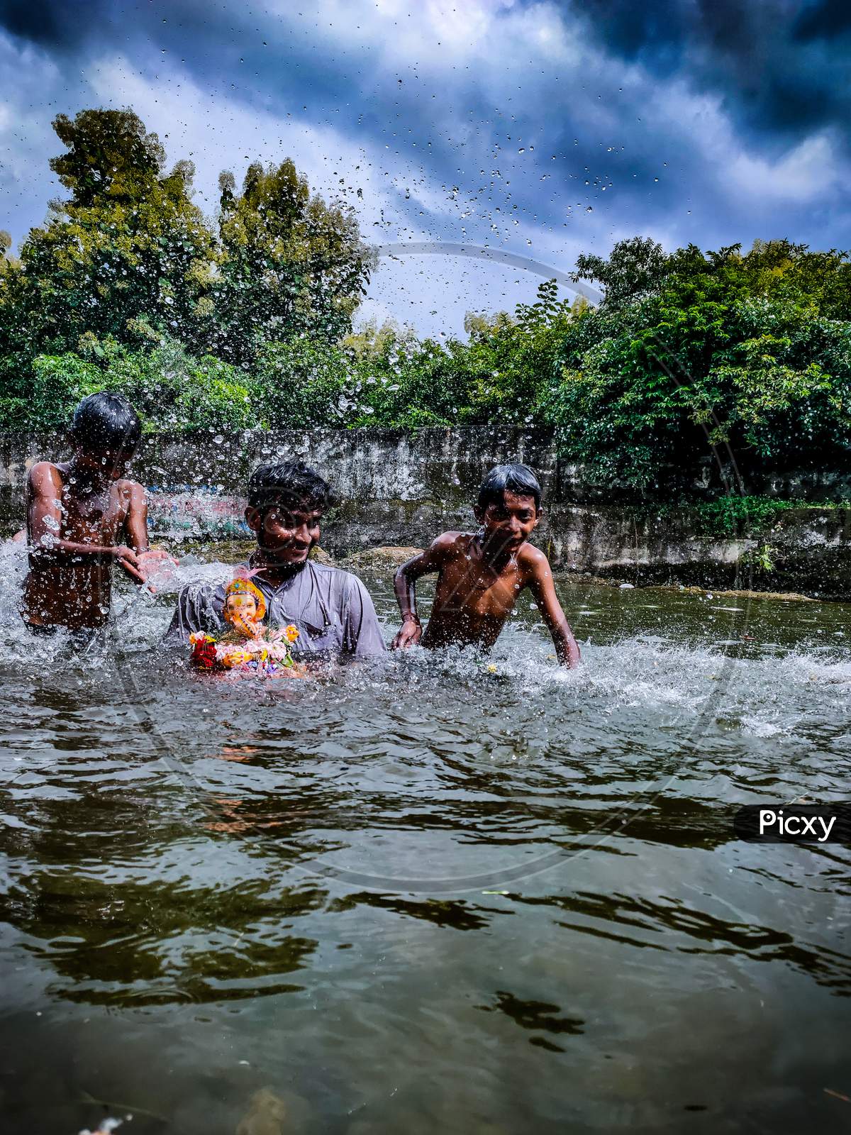 Ganpati visarjan in river