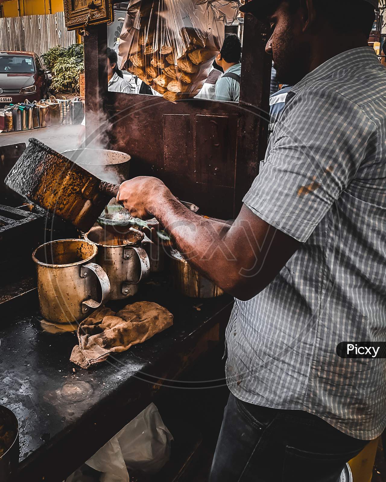 Along the streets of Kolkata, fueling up in a cup of Chai!