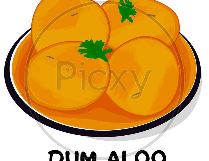 Dum Olav or Dum Aloo indian Jammu and Kashmir Food Vector