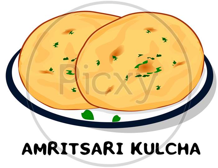 Amritsari Kulcha indian Punjabi food Vector