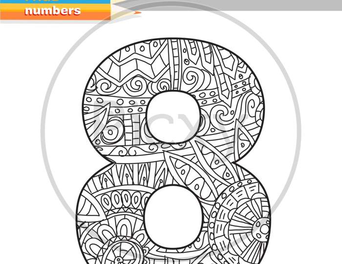 Coloring Book Numbers Hand Drawn Template For Kids