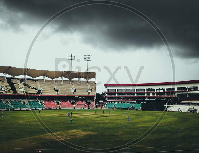 Cricket stadium under dear sky