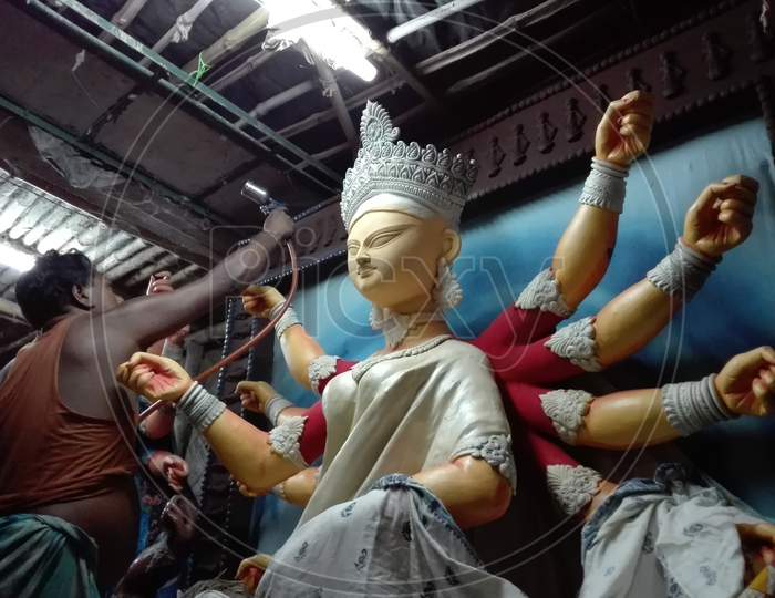 Durga idol in making