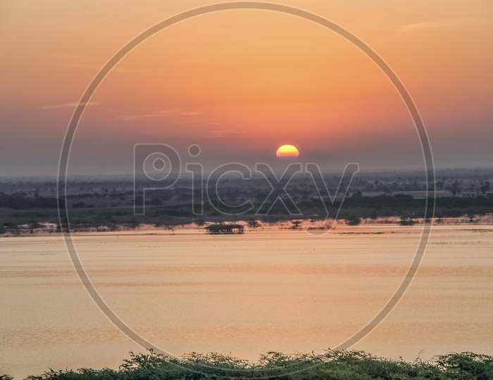 Sunrise In Sardar Samand Lake