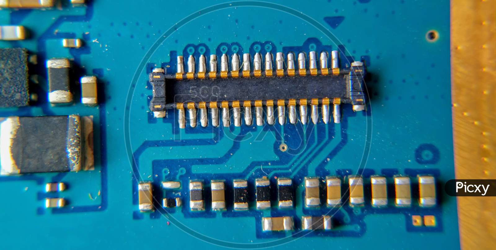 Electronic connector, jack or socket close up.