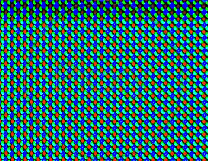 Display pixels extremely close up shot.