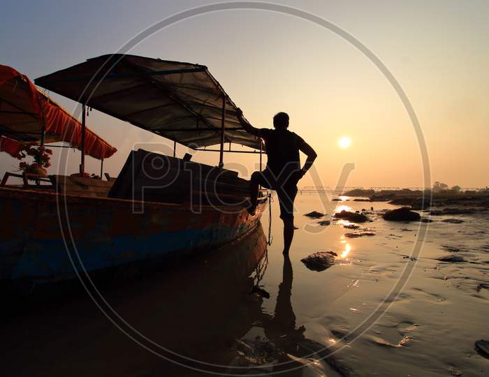 sunrise with boat