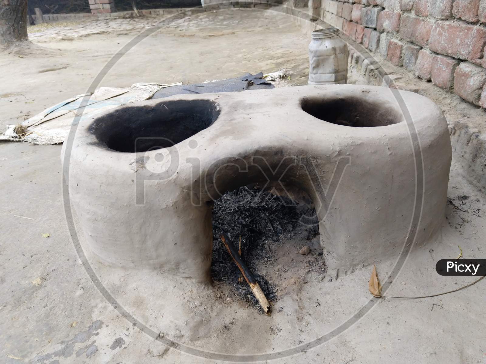 Indian ancient vintage earthen stove.