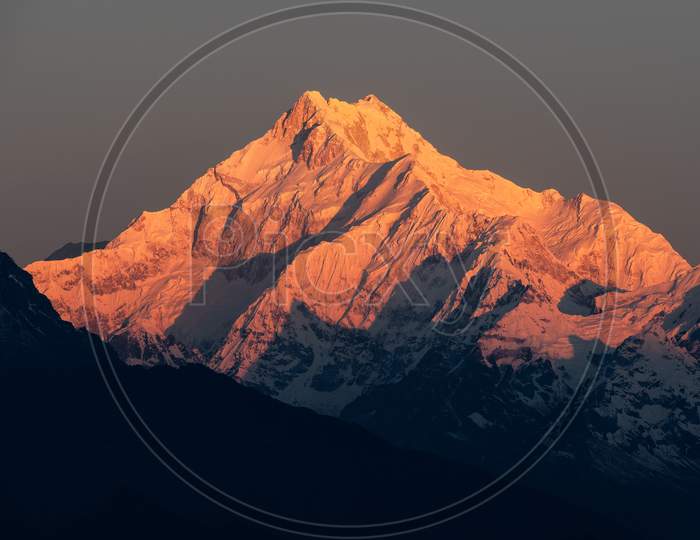 Sunrise over Mount Kanchenjunga from Gangtok, Sikkim